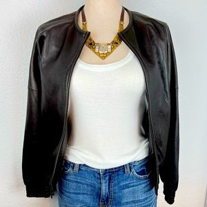 Faux Leather Bomber Jacket